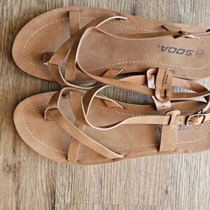 Soda Women's Brown Strappy Sandals